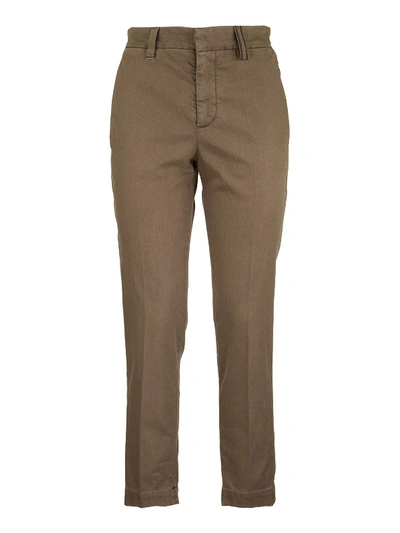 Shop Brunello Cucinelli Cotton Blend Cigarette Trousers In Light Brown