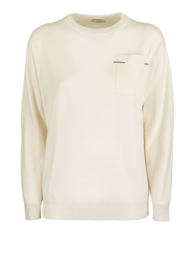 Shop Brunello Cucinelli Monili Detailed Cashmere Sweater In White