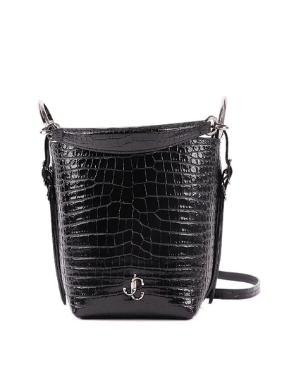 Shop Jimmy Choo Varenne Croco Effect Leather Bucket Bag In Black
