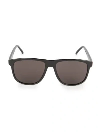 Shop Saint Laurent 56mm Rectangular Sunglasses In Black