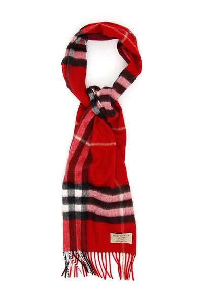 Shop Burberry Giant Check Scarf In Parade Red (red)