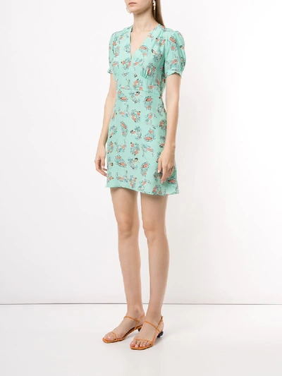Shop Hvn Paula Surf-print Mini Dress In Green