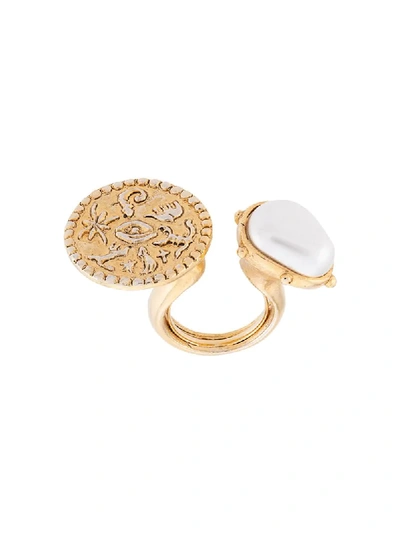 Shop Oscar De La Renta Pearl Open Ring In Gold