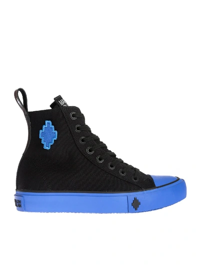 Shop Marcelo Burlon County Of Milan High Sneakers In Black With Blue Logo