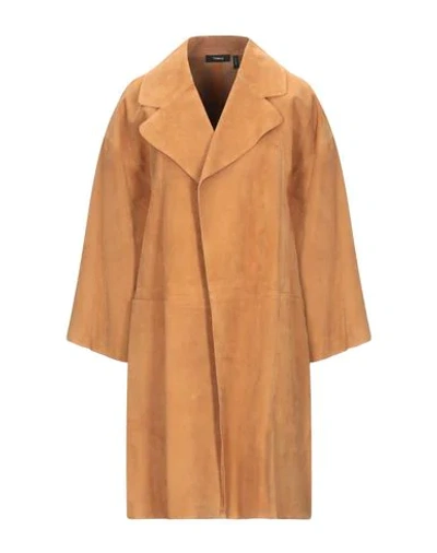 Shop Theory Woman Overcoat & Trench Coat Camel Size M Lambskin