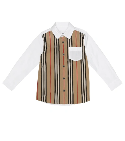 Shop Burberry Icon Stripe Stretch-cotton Shirt In White