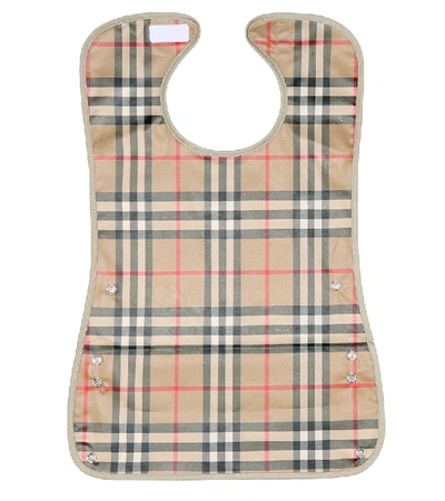Shop Burberry Baby Vintage Check Coated Cotton Bib In Beige