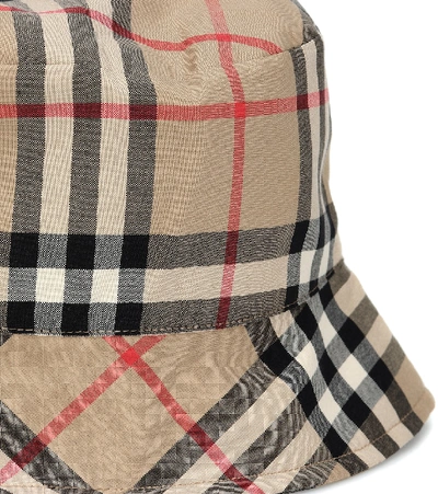 Shop Burberry Baby Vintage Check Cotton Bucket Hat In Beige