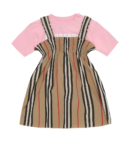 Shop Burberry Baby Logo Cotton T-shirt In Pink