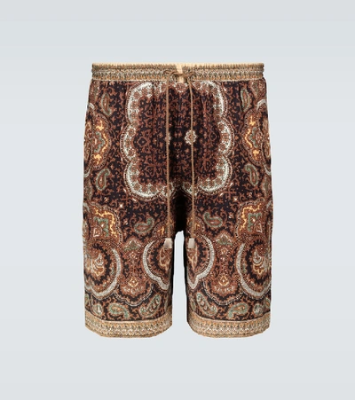 Shop Nanushka Doxxi Paisley Shorts In Brown