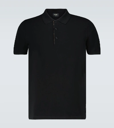 Shop Fendi Polo Shirt With Ff Placket In Black