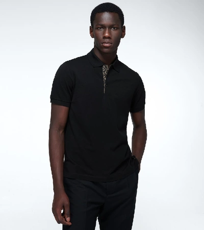 Shop Fendi Polo Shirt With Ff Placket In Black