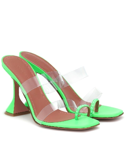 Shop Amina Muaddi Sami Embellished Pvc Sandals In Green