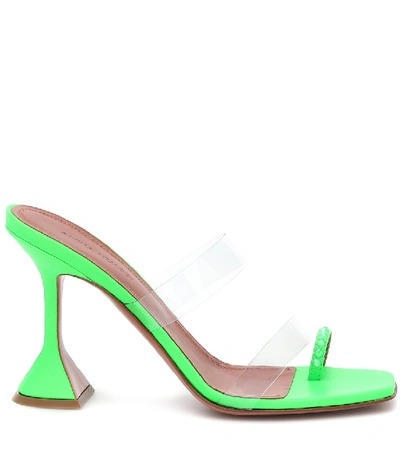 Shop Amina Muaddi Sami Embellished Pvc Sandals In Green