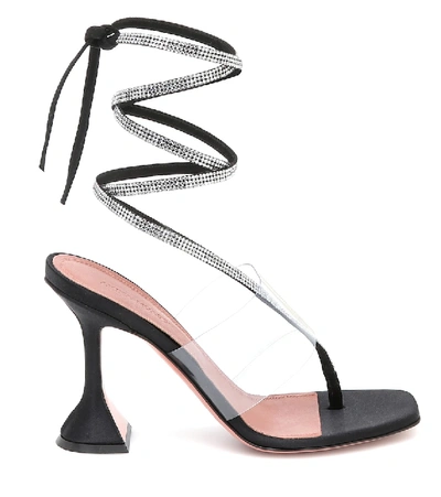 Shop Amina Muaddi Zula Embellished Pvc Sandals In Black