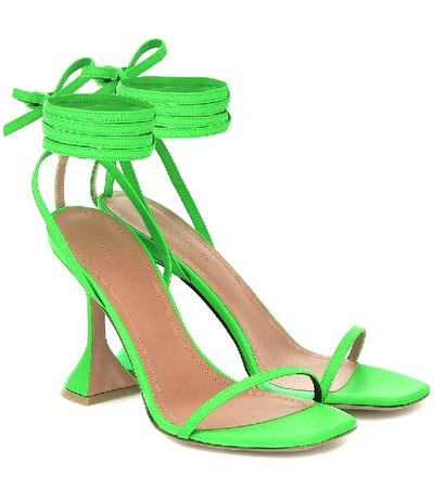 Shop Amina Muaddi Vita Leather Sandals In Green