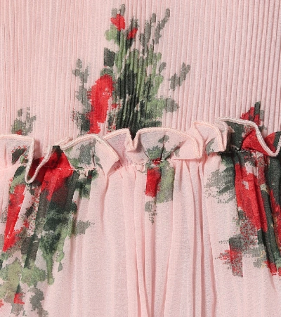 Shop Ganni Floral Georgette Minidress In Pink