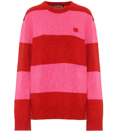 Shop Acne Studios Striped Wool Sweater In Red