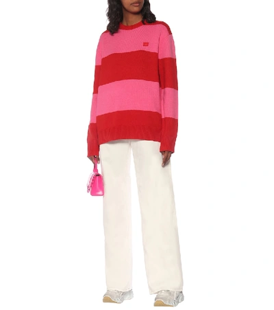 Shop Acne Studios Striped Wool Sweater In Red