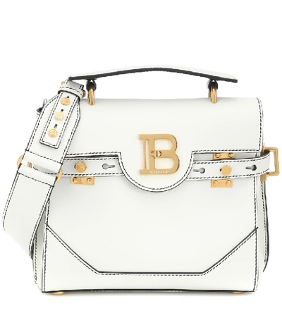 Shop Balmain B-buzz 23 Leather Shoulder Bag In White