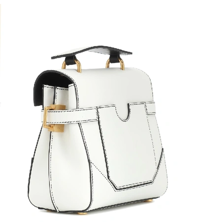 Shop Balmain B-buzz 23 Leather Shoulder Bag In White