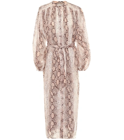 Shop Zimmermann Bellitude Ramie Midi Dress In Brown