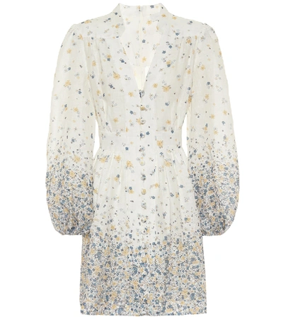 Shop Zimmermann Carnaby Floral Linen Minidress In White