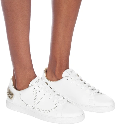 Shop Valentino Backnet Sneakers In White