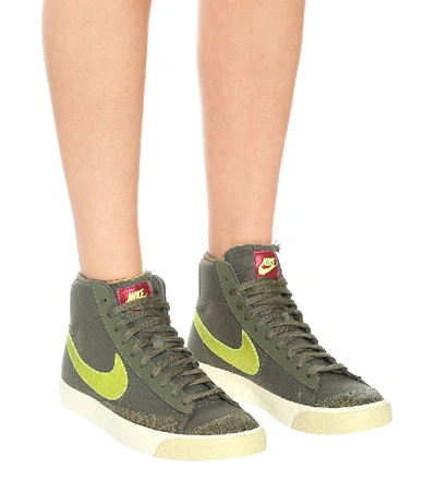 Shop Nike Blazer Mid '77 Leather Sneakers In Green