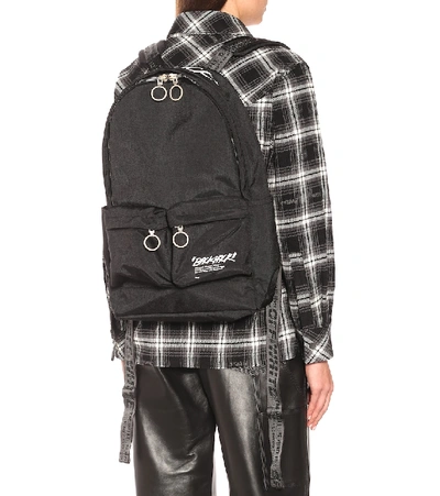 OFF-WHITE Quote Backpack Canvas Black WhiteOFF-WHITE Quote Backpack Canvas  Black White - OFour