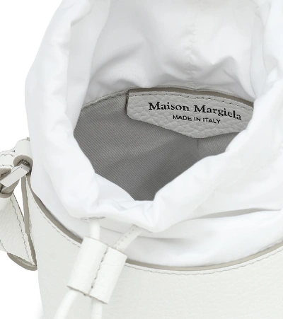 Shop Maison Margiela 5ac Mini Leather Bucket Bag In White
