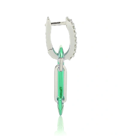 Eéra Chiara 18kt White Gold And Diamond Single Earring In Green