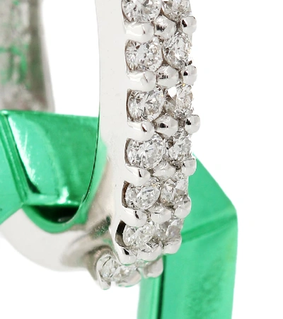 Eéra Chiara 18kt White Gold And Diamond Single Earring In Green