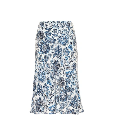 Shop Velvet Aila Floral Midi Skirt In Blue