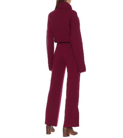 Shop Joseph Mid-rise Wool-blend Flared Pants In Red