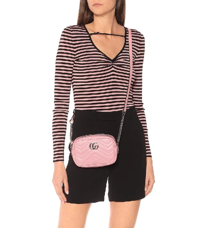 Shop Gucci Gg Marmont Mini Crossbody Bag In Pink