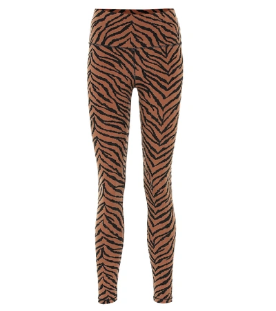 Shop Varley Century Zebra-print Leggings In Brown