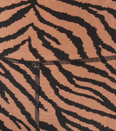 Shop Varley Century Zebra-print Leggings In Brown