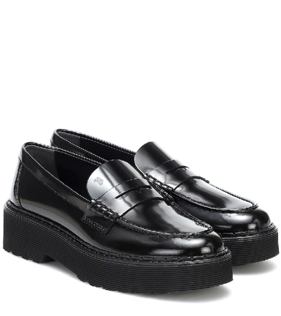 Shop Tod's Patent Leather Platform Loafers In Black