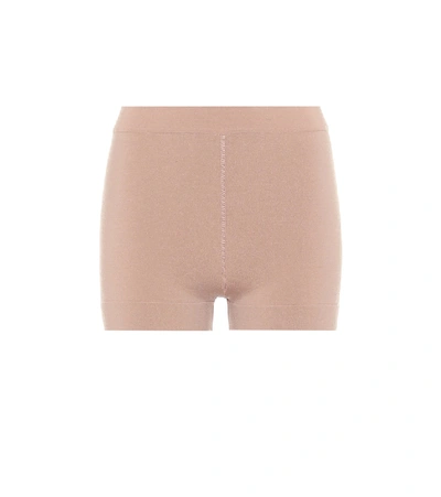 Shop Alaïa High-rise Wool-blend Shorts In Beige