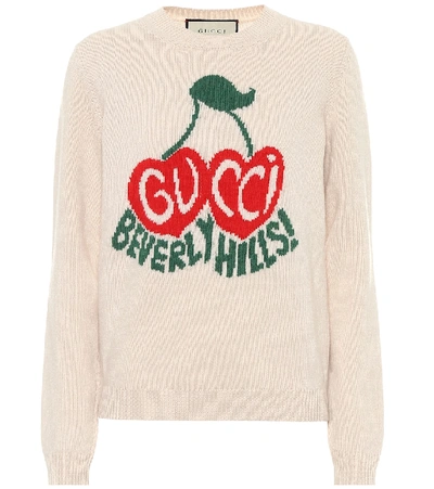 Shop Gucci Intarsia Wool Sweater In White