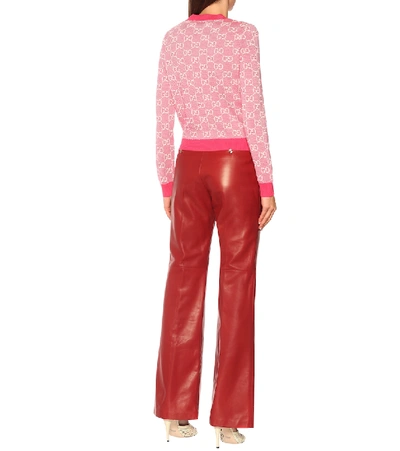 Shop Gucci Gg Wool And Cotton Piqué Sweater In Pink