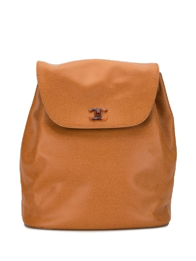 Pre-owned Chanel 1998 Cc Backpack In Brown