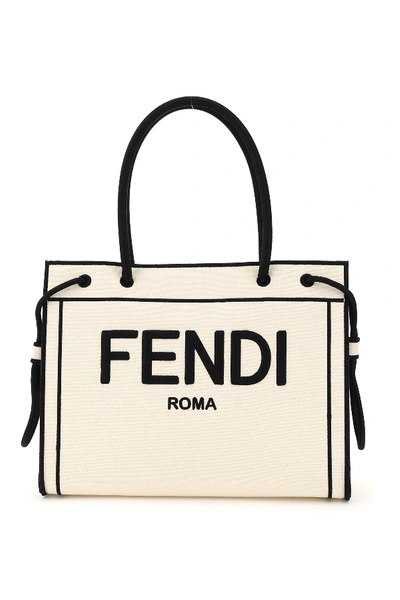 Shop Fendi Roma Embroidery In White,black