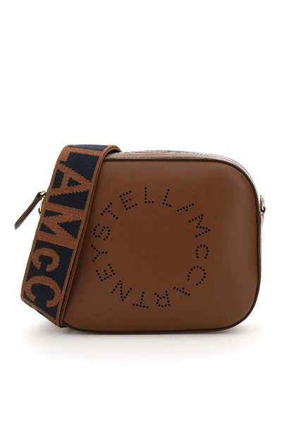 Shop Stella Mccartney Camera Bag With Perforated Logo In Brown
