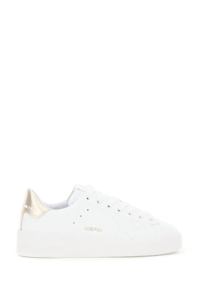 Shop Golden Goose Purestar Sneakers In White,gold