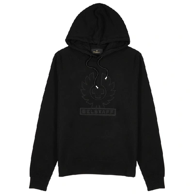 Shop Belstaff Black Logo Hooded Cotton Sweatshirt