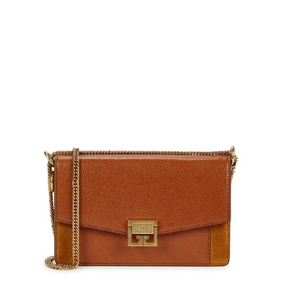 Shop Givenchy Gv3 Brown Leather Wallet-on-chain In Tan