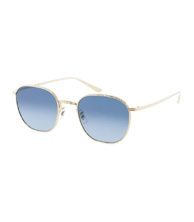 Shop Oliver Peoples The Row Board Meeting 2 Sunglasses - Gold And Blue In Blue/gld