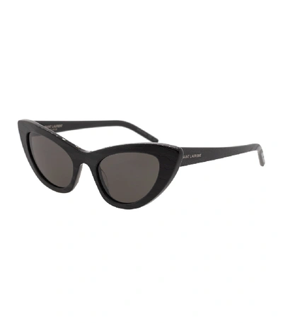 Shop Saint Laurent Lily Black Cat-eye Sunglasses